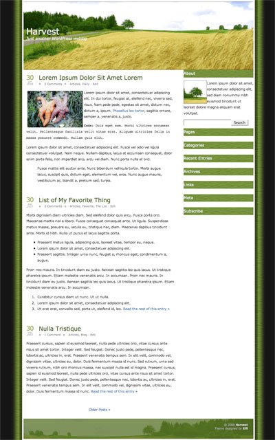 harvest wordpress theme