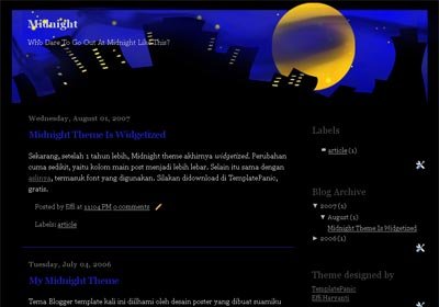 midnght widgetized blogger template