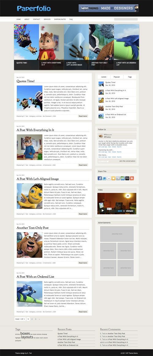 Paperfolio wordpress theme