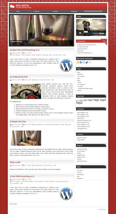 red batik wordpress theme