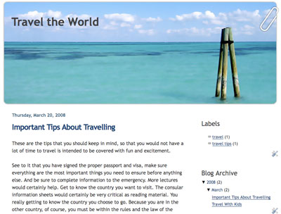 Travel The World Blogger Template, designed for the new Blogger/Blogspot 