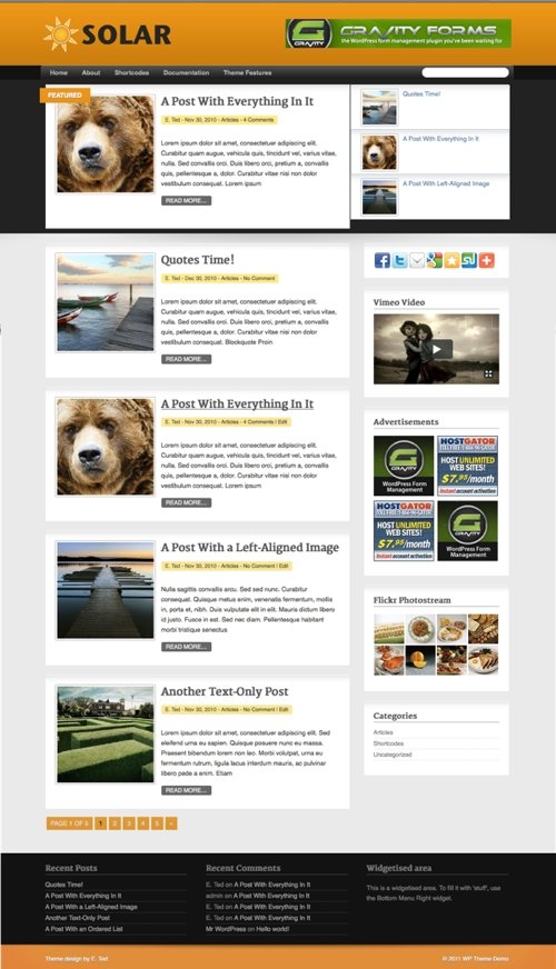 Solar WordPress Theme